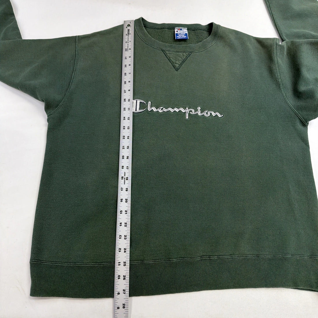 Vintage Champion Spell Out Crewneck Sweatshirt Size XL Green 90s