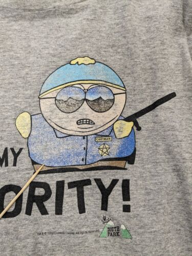 Vintage South Park Cartman Respect My Authority T-Shirt Medium Cartoon 1999 90s