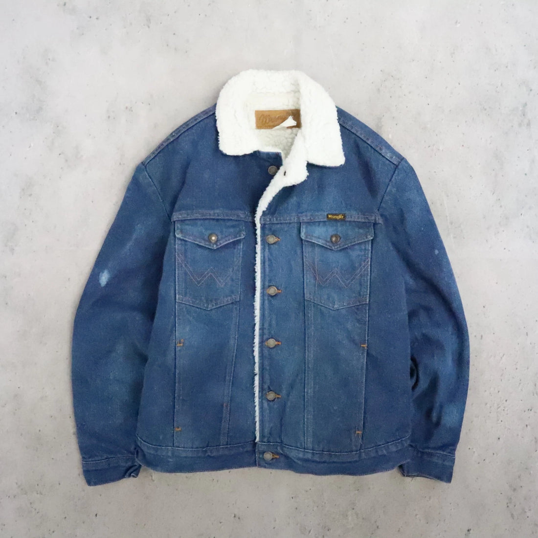 Wrangler M-159 Western Sherpa Lined Denim Jacket Size Large Vintage