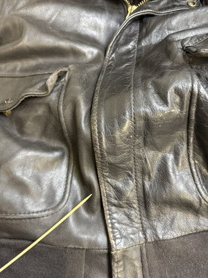Vintage Schott NYC Leather Bomber Jacket Size 44 Black