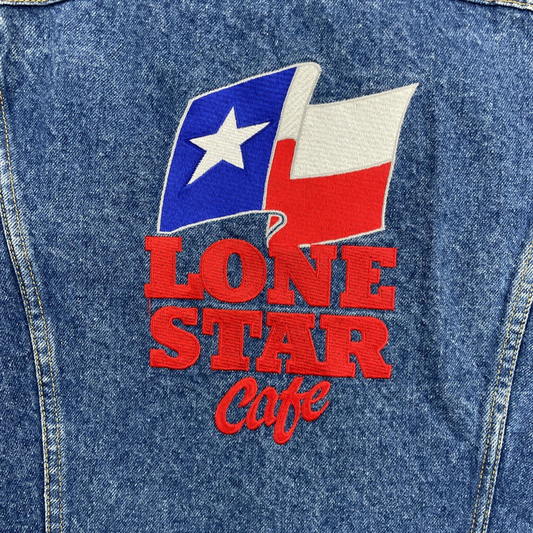 Lone Star Cafe Lee Denim Trucker Jacket Size Medium Distressed