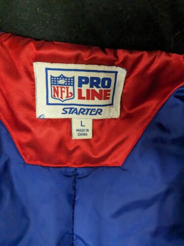 Vintage Buffalo Bills Starter Puffer Jacket Size Large Red Blue NFL