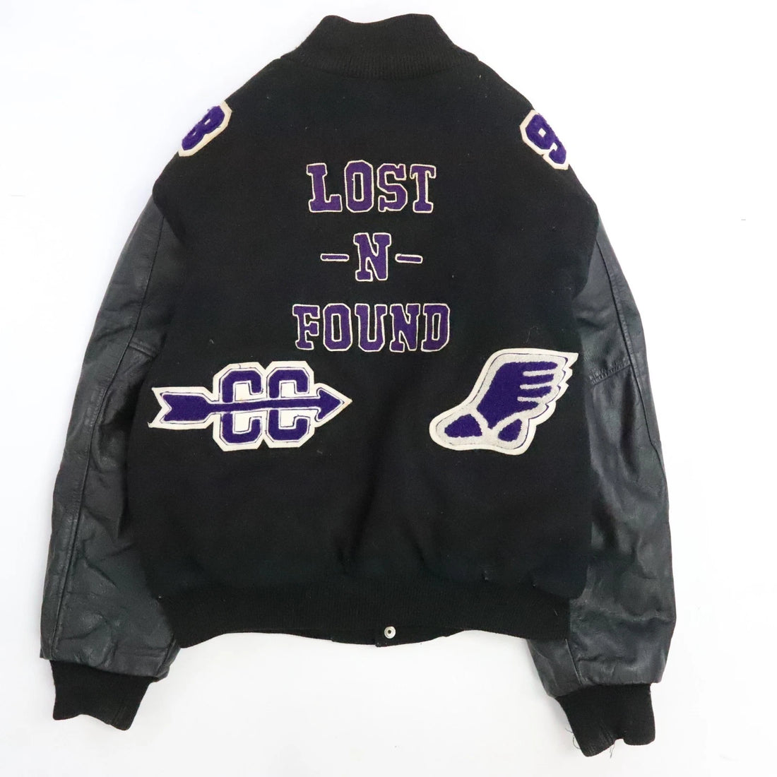 Vintage CMA Lost N Found Leather Wool Varsity Jacket Size XL