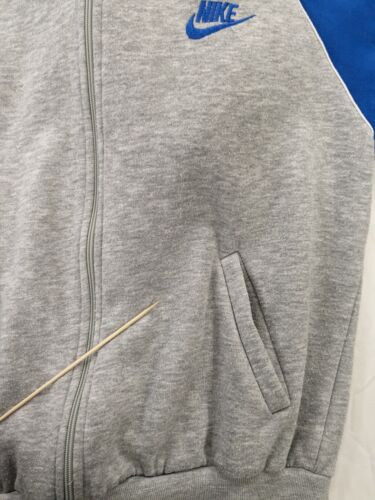 Vintage Nike Sweatshirt Hoodie Size Large Gray Blue Full Zip 80s