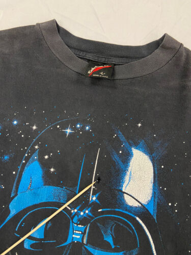 Vintage Star Wars Darth Vader T-Shirt Size Large Black Galaxy Movie Promo 90s