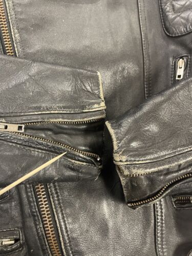 Vintage Protech Leather Cafe Racer Motorcycle Jacket Size 44 Black