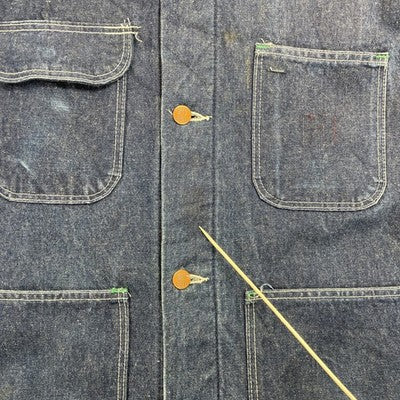 Vintage Big Ben Denim Chore Coat Work Jacket Size 46 Blanket Lined