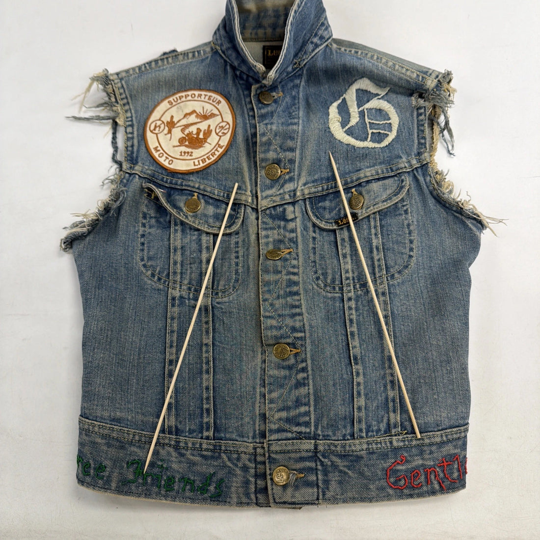 Vintage David Bowie Lee Sanforized Denim Vest Jacket Small PATD 153438 Custom
