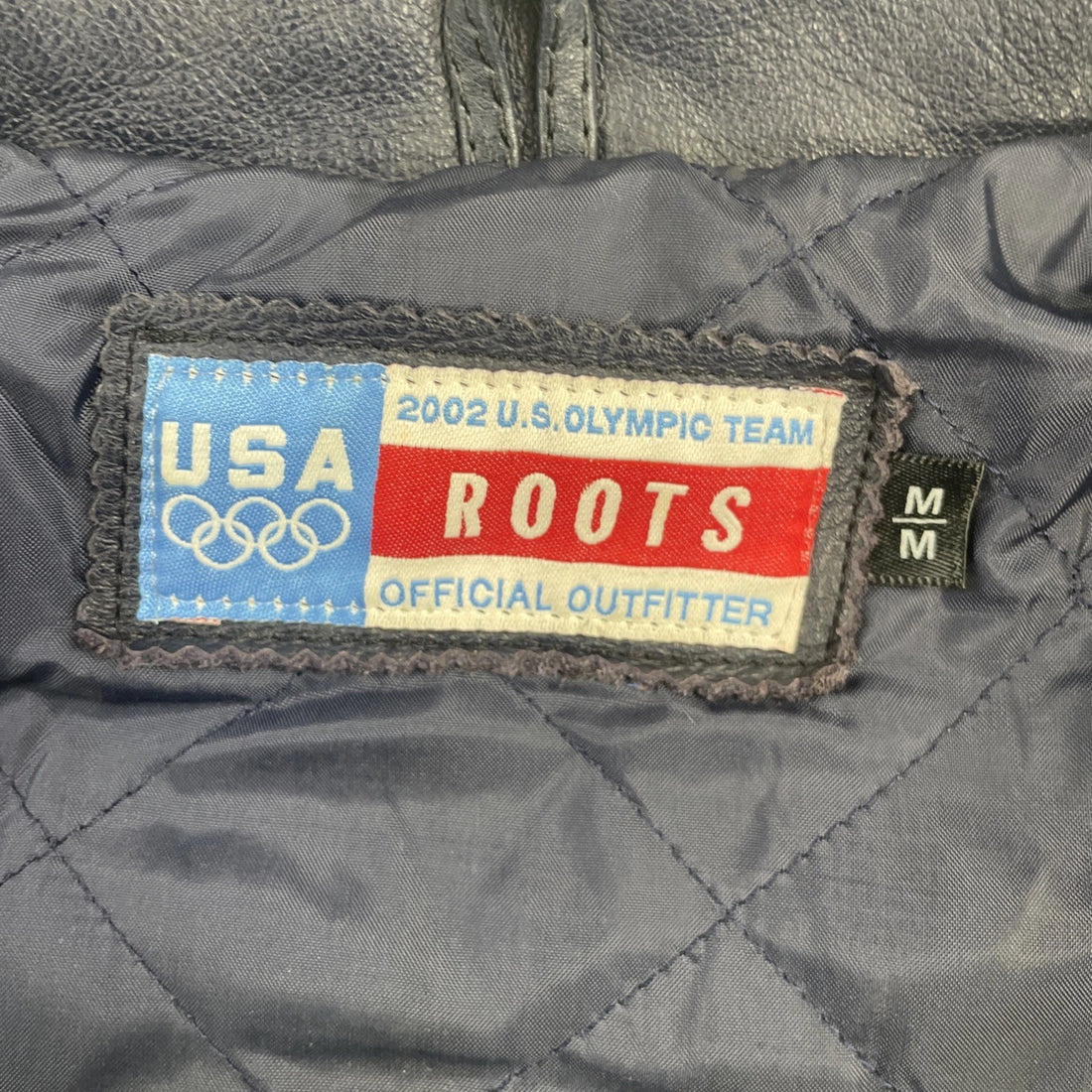 Vintage Roots Team USA Olympics 2002 Wool Leather Varsity Jacket Size Medium