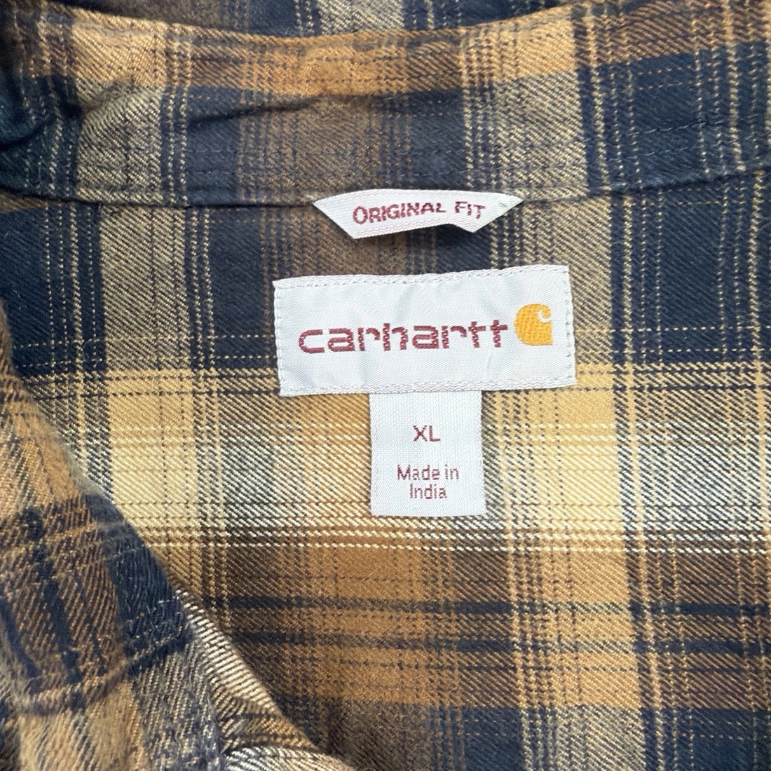 Carhartt Button Up Shirt Size XL Brown Plaid