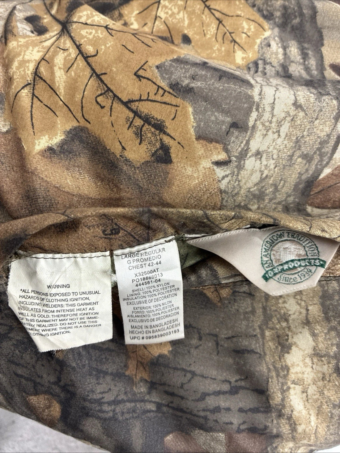 Vintage Advantage Timber Camo Bomber Jacket Size Large