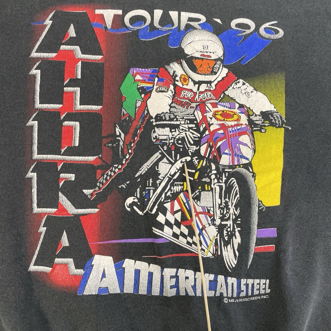 Vintage Ahdra American Steel Tour Sweatshirt Medium Motorcycle Drag Racing 90s