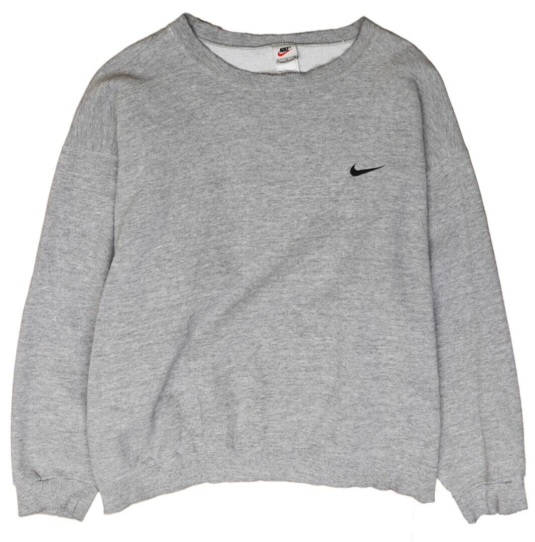 Vintage Nike Sweatshirt Size Large Gray Embroidered Swoosh 90s