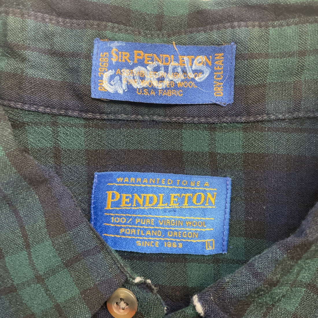Vintage Pendleton Wool Fireside Button Up Shirt Size Large Plaid
