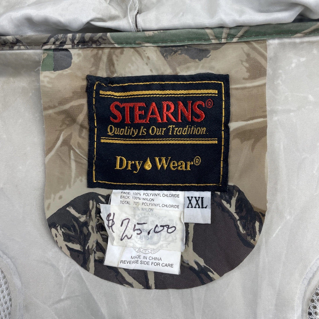 Vintage Stearns Advantage Camo Rain Coat Light Jacket Size 2XL