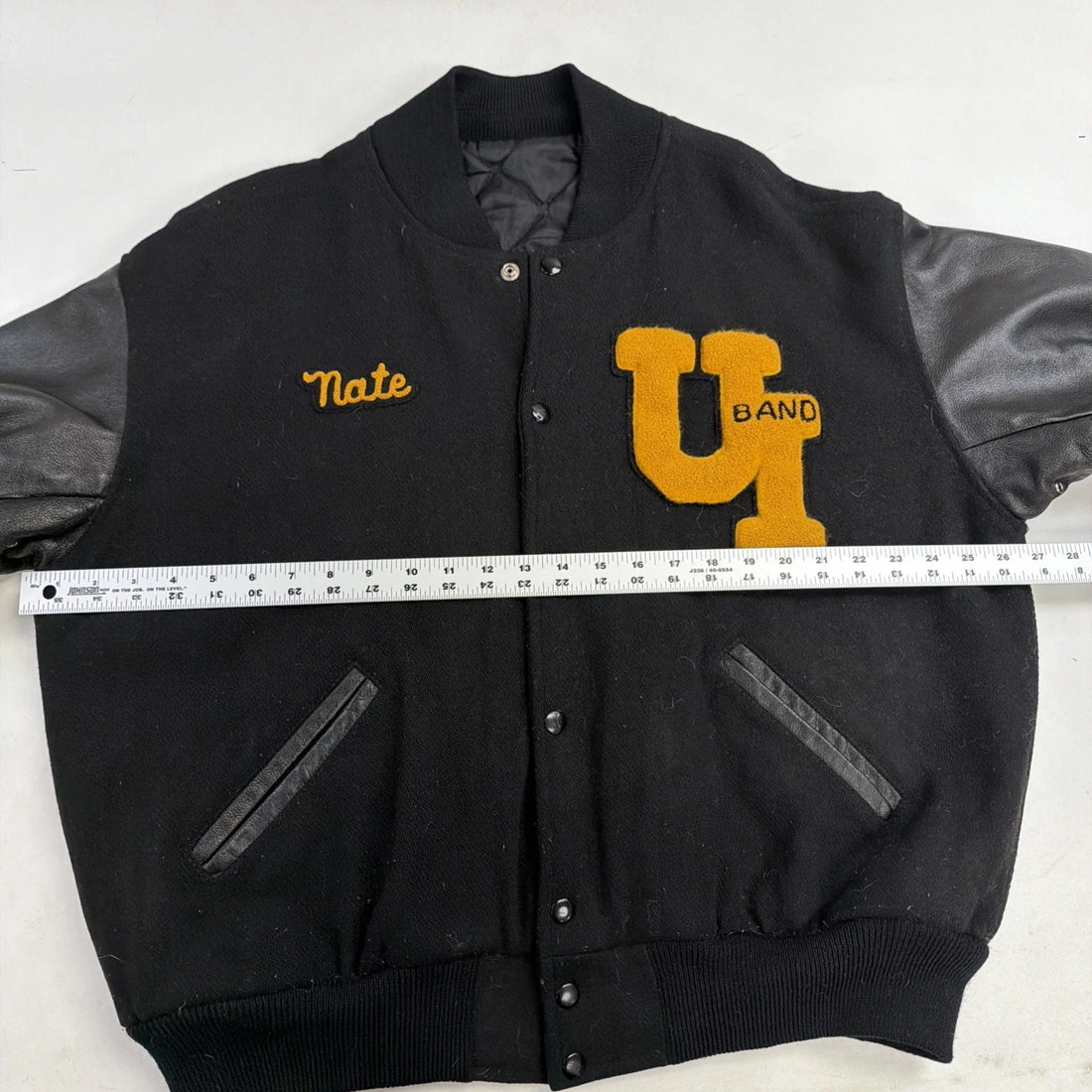 Vintage UI Band Wool Varsity Letterman Jacket Size XL Black
