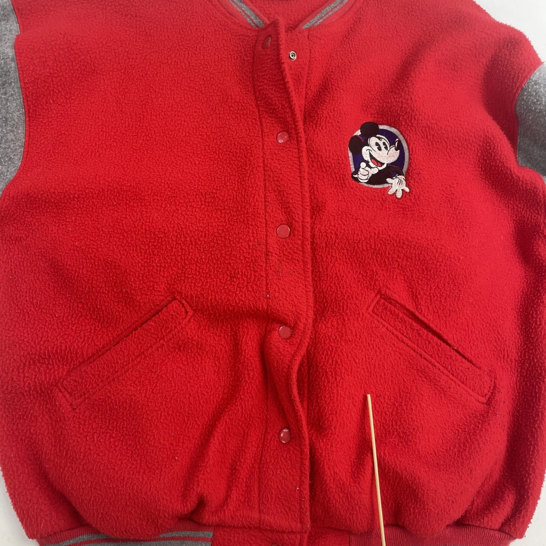Vintage Mickey Mouse Disney Fleece Bomber Jacket Size Large Red