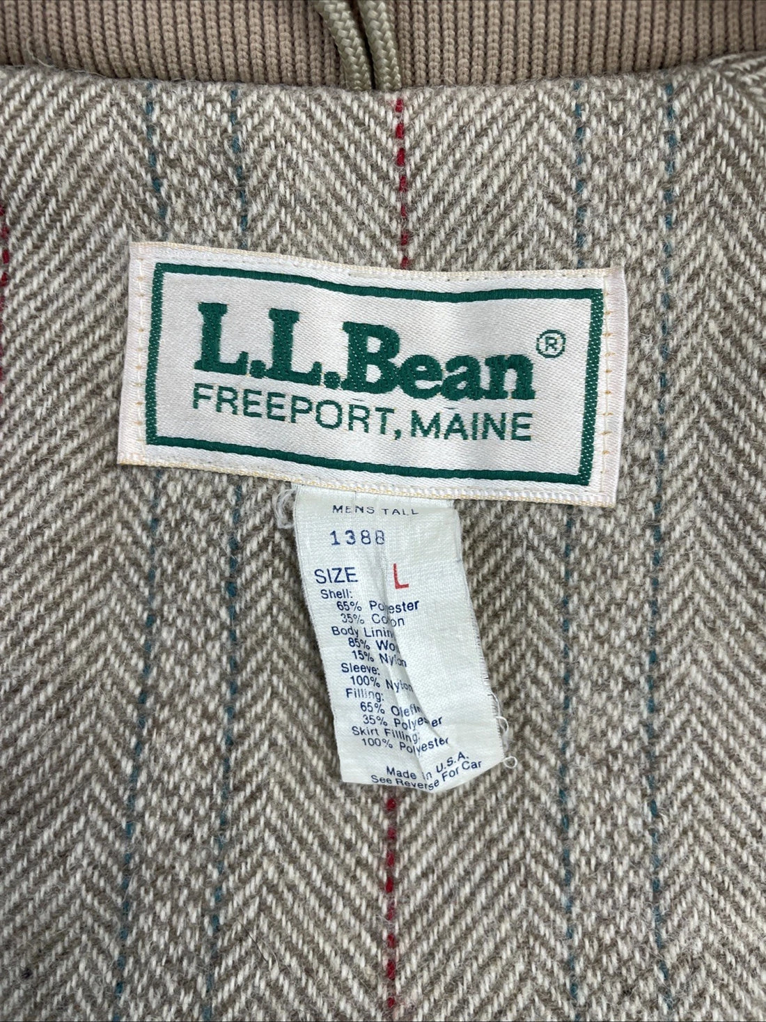 Vintage L.L. Bean Parka Jacket Size Large Beige Insulated