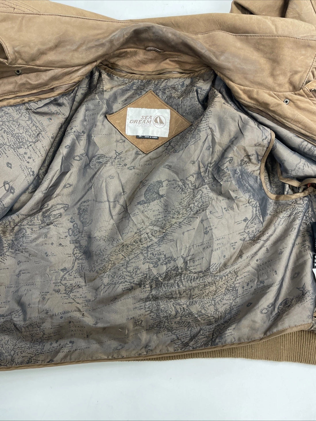 Vintage Sea Dream Leather Suede Bomber Jacket Size Medium Brown