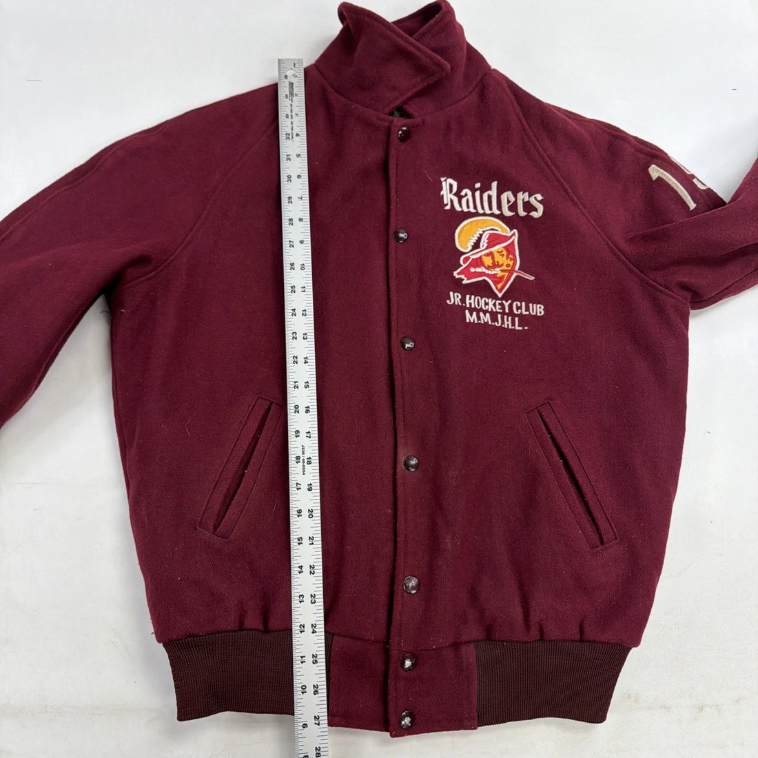 Vintage MMJHL Raiders Jr Hockey Club Wool Varsity Jacket Size Medium