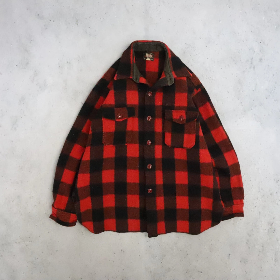 Vintage Woolrich Wool Buffalo Plaid Shirt Jacket Size 17 60s