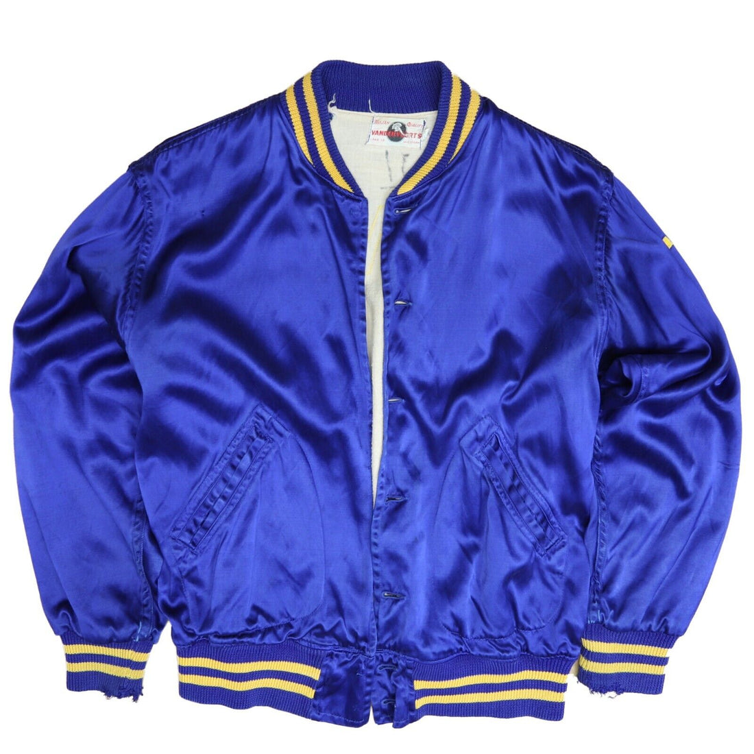 Vintage Vandervoorts Trojan Trenton Varsity Jacket Size 44 Blue 1960s