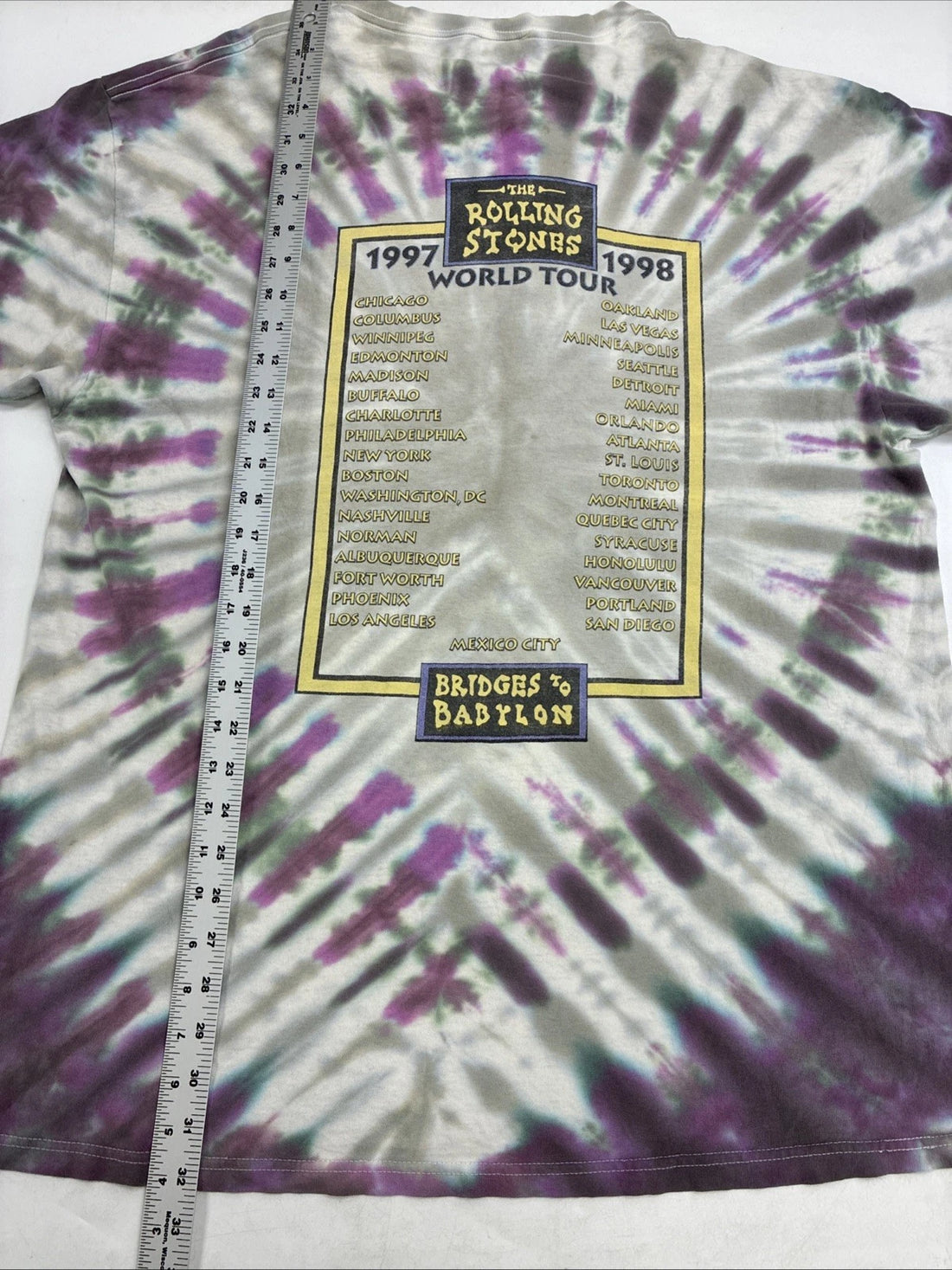 Vintage Rolling Stones Bridges To Babylon Tie Dye Band T-Shirt Size XL 90s