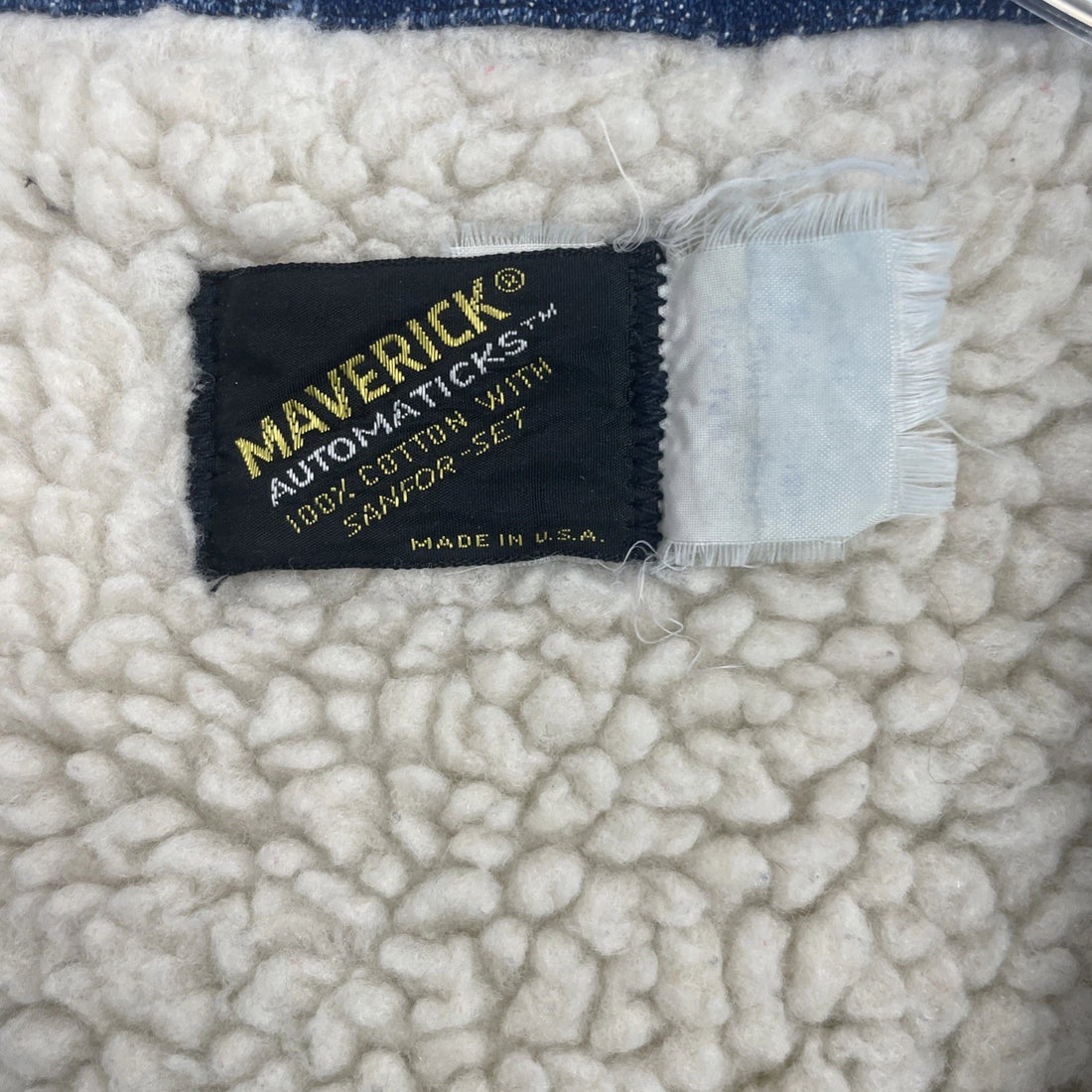 Vintage Maverick Automaticks Denim Vest Jacket Large Sherpa Lined Sanfor-Set