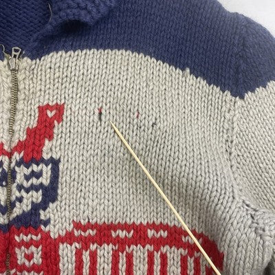 Vintage Totem Pole Thunderbird Wool Knit Cowichan Sweater Large Native