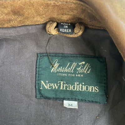 Vintage Marshall Field's New Traditions Leather Bomber Jacket Size Medium Brown
