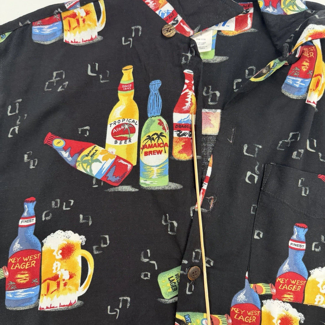 Beer Hawaiian Short Sleeve Button Up Shirt Size Small All Over Print