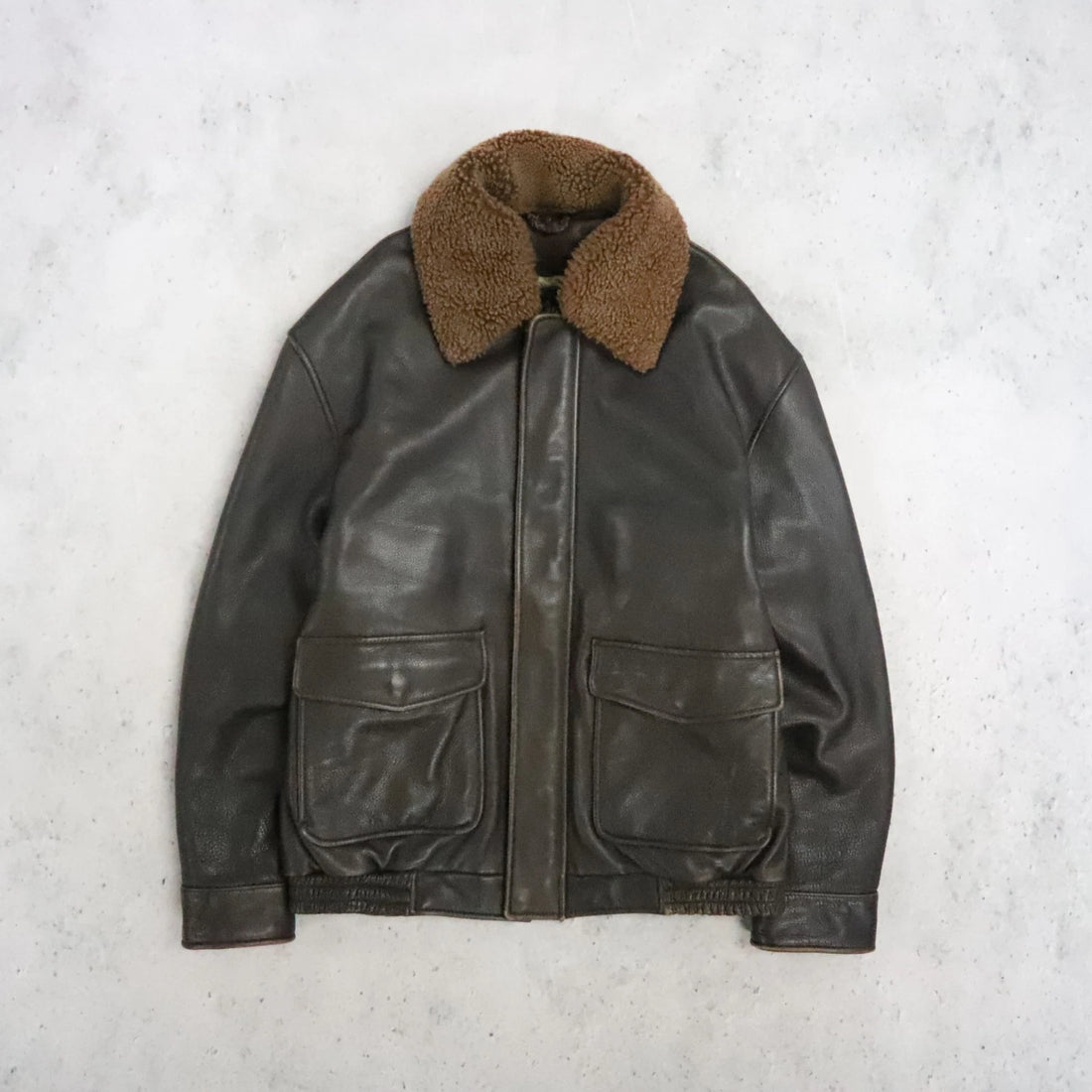 Vintage Leather Bomber Jacket Size Medium