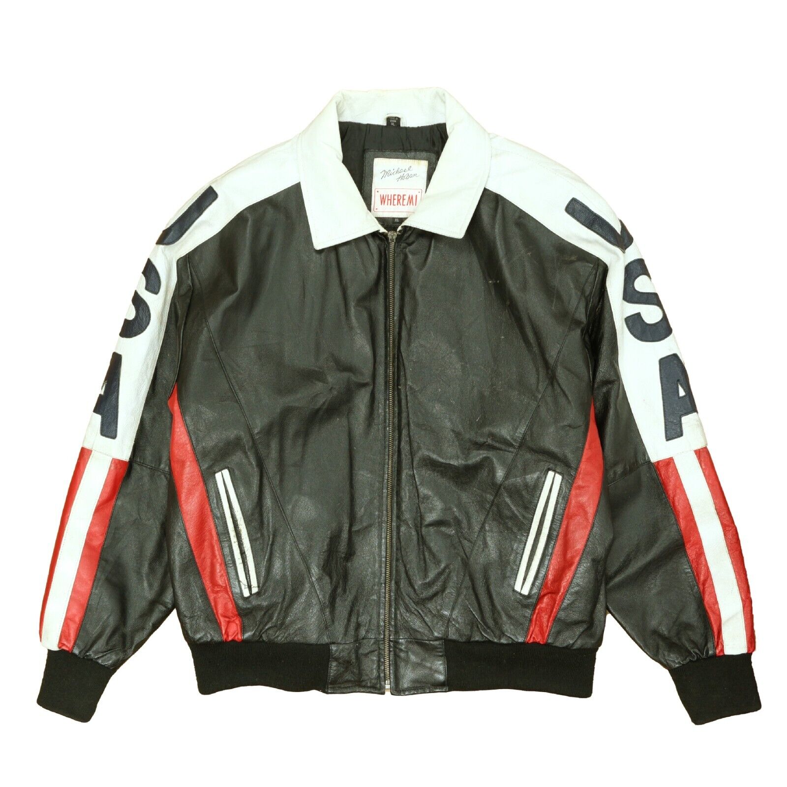 Vintage Michael Hoban WHEREMI Leather Bomber Jacket Size XL USA