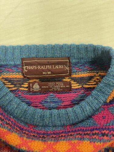 Vintage Chaps Ralph Lauren Wool Knit Crewneck Sweater Size Medium