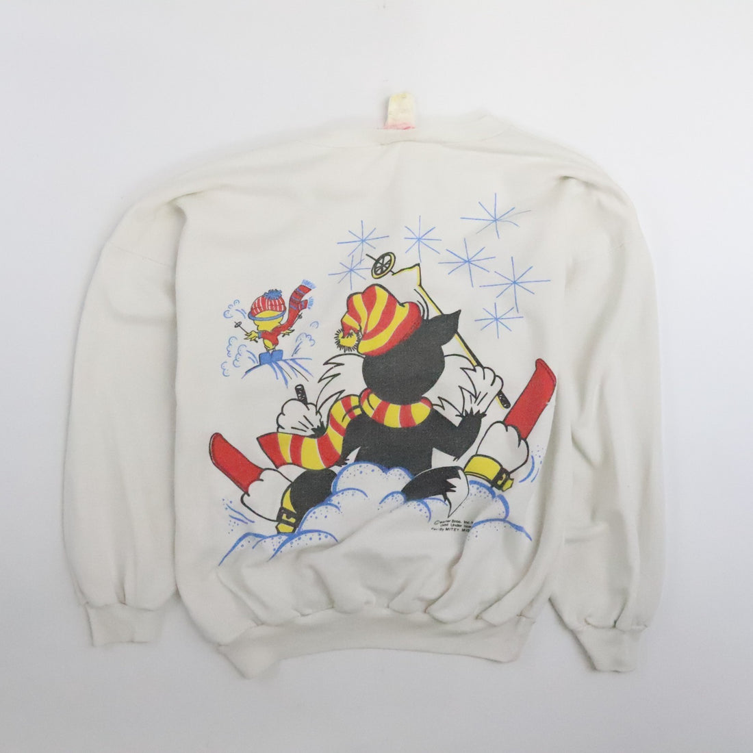 Vintage Tweety Bird Sylvester Ski Winter Crewneck Sweatshirt Size Small 90s