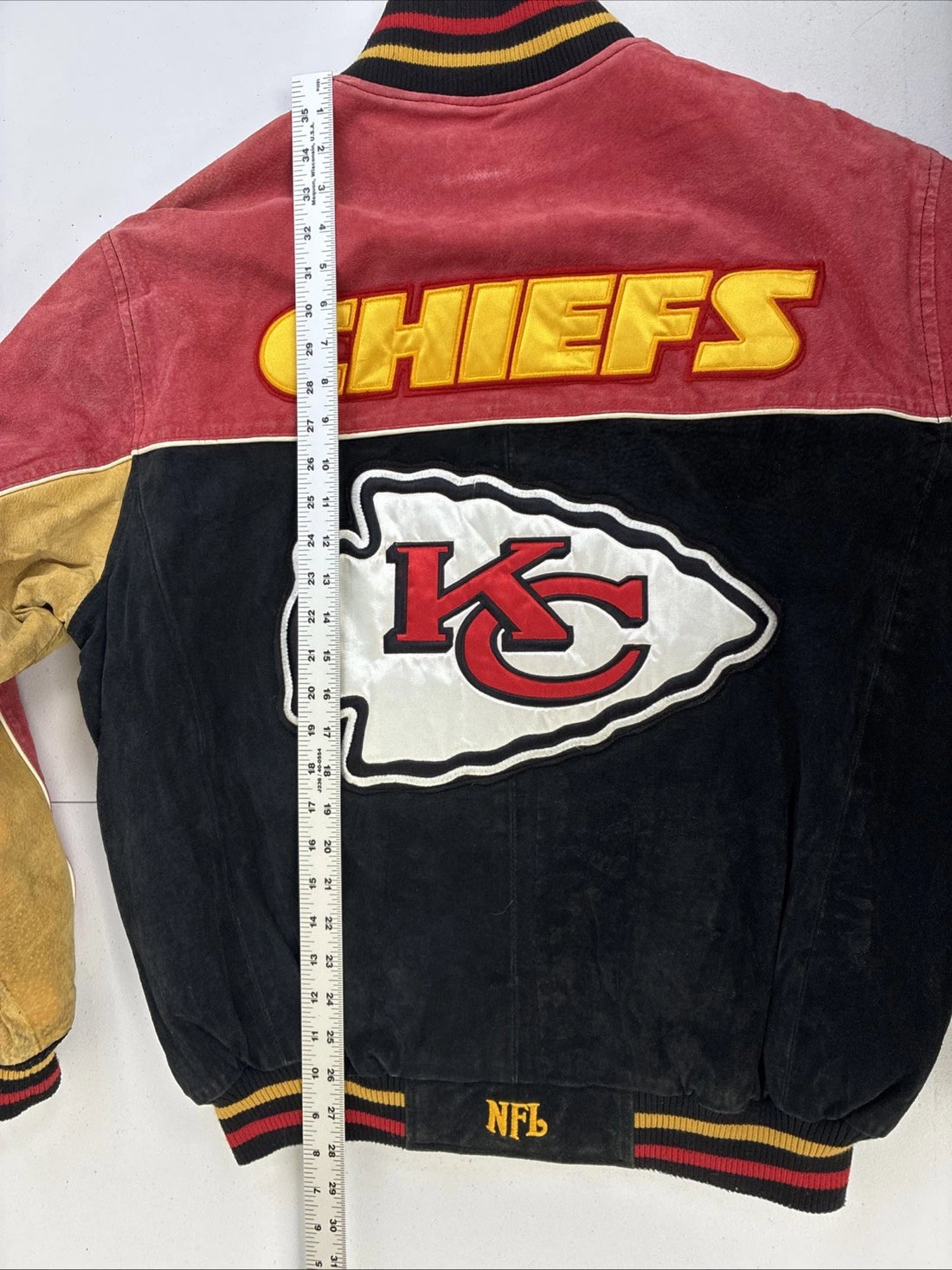 Kansas City Chiefs Leather Suede Varsity Jacket Size Large NFL