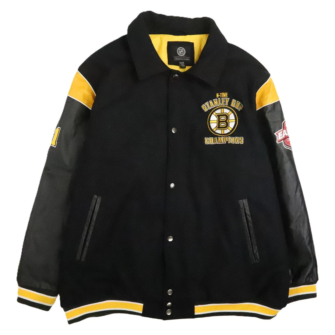 Boston Bruins Stanley Cup G-III Carl Banks Leather Wool Varsity Jacket 4XL NHL