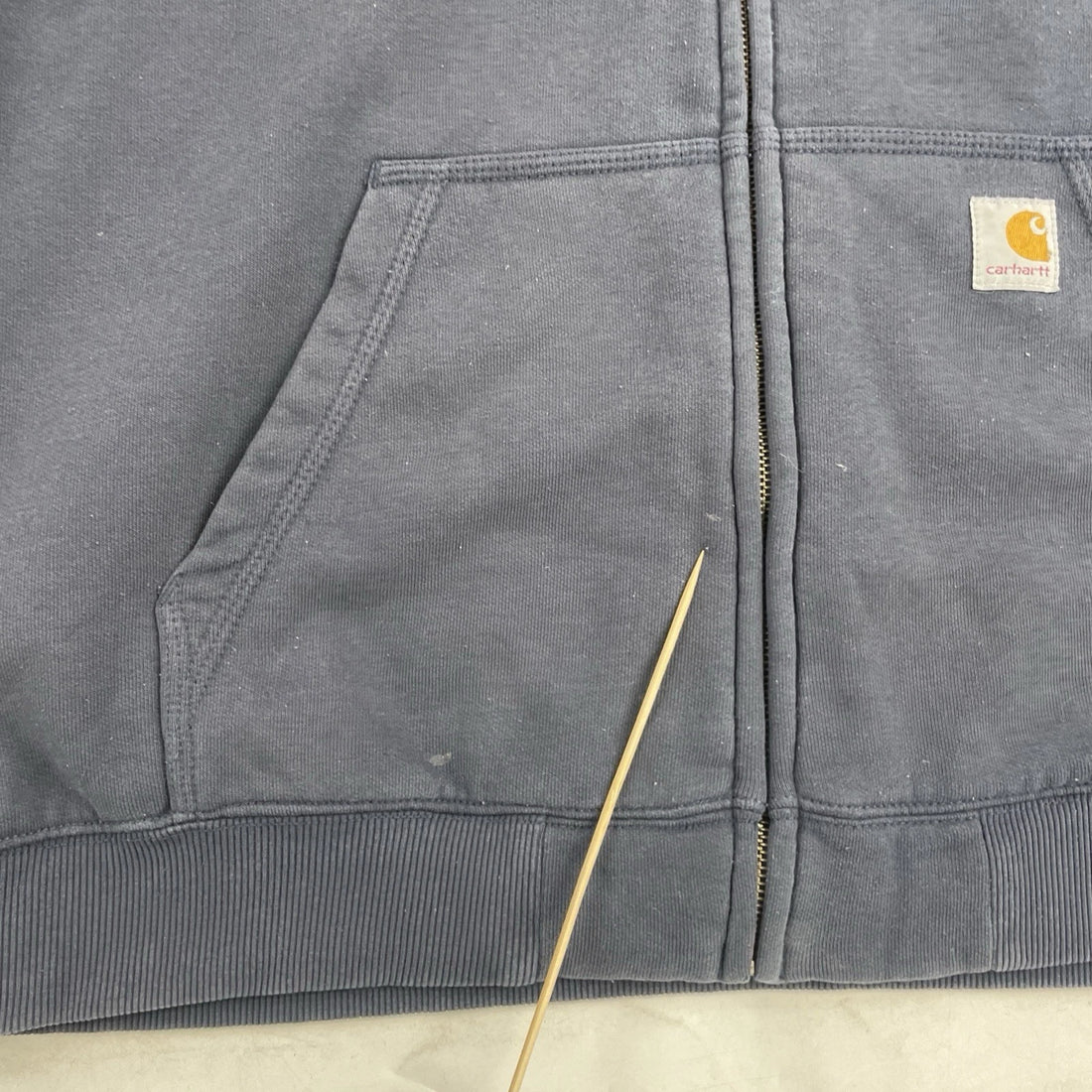 Carhartt Full Zip Sweatshirt Hoodie Size XL Blue Thermal Lined Spell Out