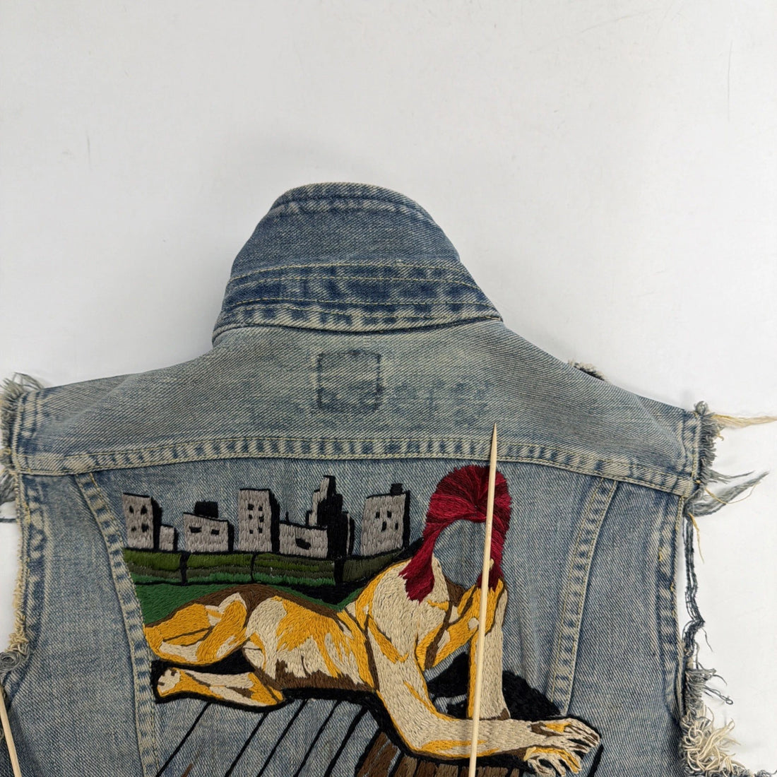 Vintage David Bowie Lee Sanforized Denim Vest Jacket Small PATD 153438 Custom