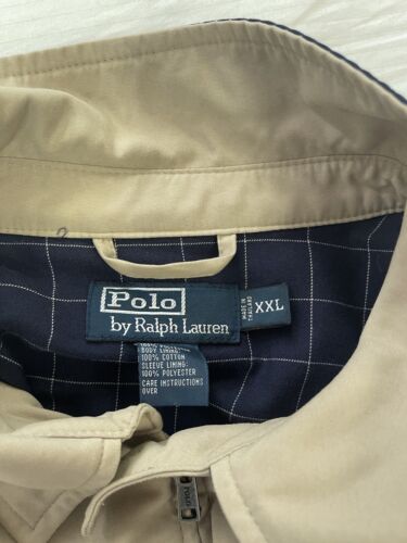 Vintage Polo Ralph Lauren Harrington Jacket Size 2XL Beige Grid Lined