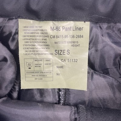 Vintage M-65 Quilted Liner Pants Size Small CM 8415-99-136-2684