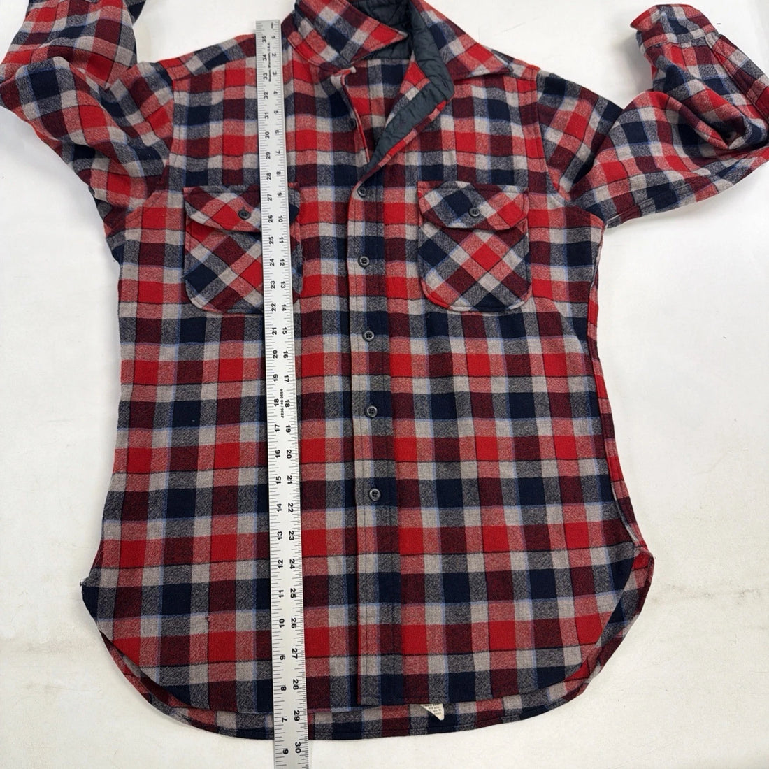 Vintage Pendleton Wool Board Button Up Shirt Size Medium Red Plaid