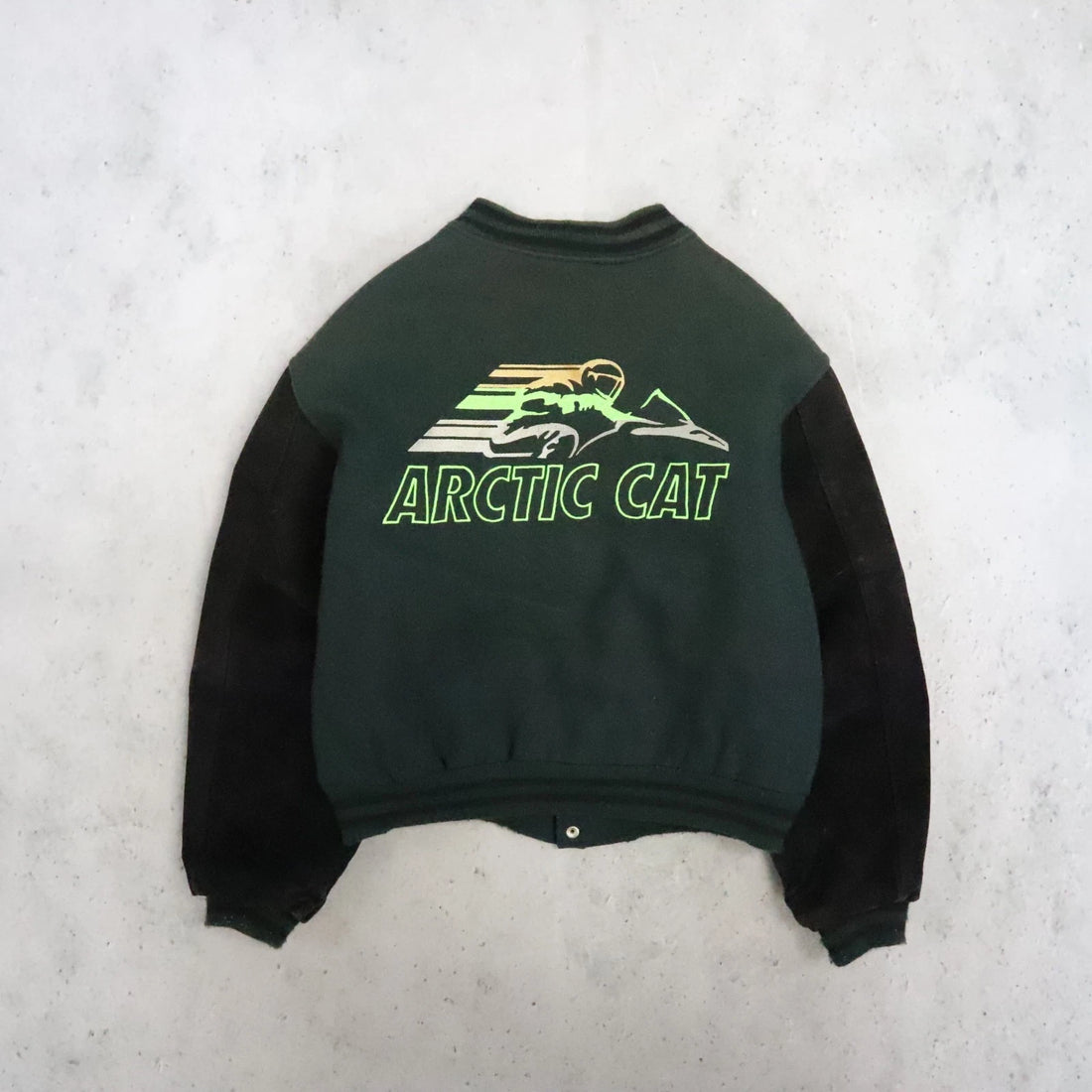 Vintage Arctic Cat Bounty Hunter Suede Wool Varsity Jacket Size Large