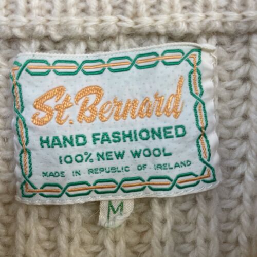 Vintage St Bernard Wool Crewneck Sweater Size Medium Fisherman Cable Knit