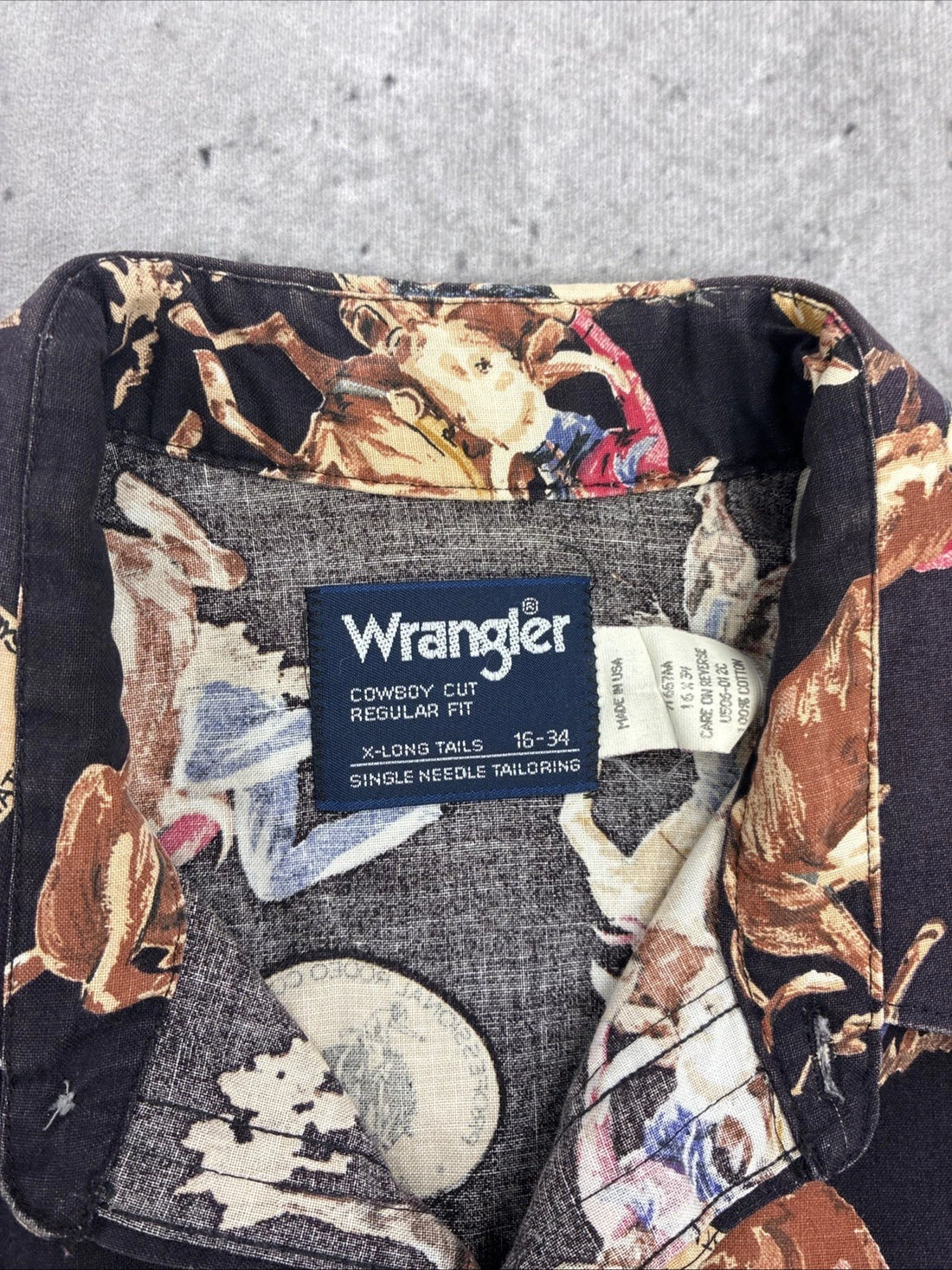 Vintage Wrangler Western Cowboy Rodeo Button Up Shirt Size 16-34