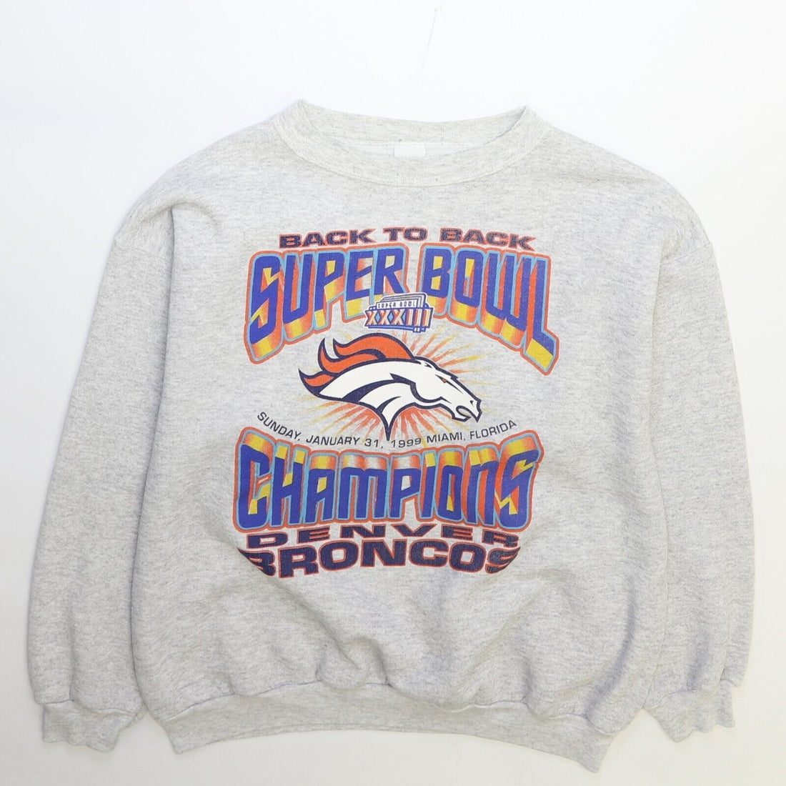 Vintage Denver Broncos Super Bowl XXXIII Chamipions Sweatshirt Large 1999 NFL