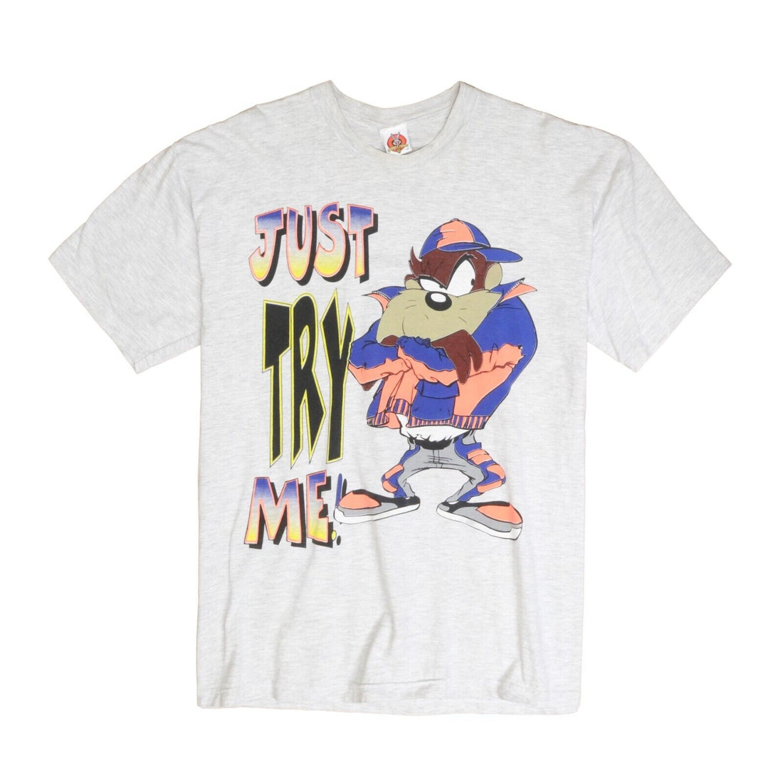 Vintage Taz Just Try Me Looney Tunes T-Shirt Size Large Cartoon 1997 90s