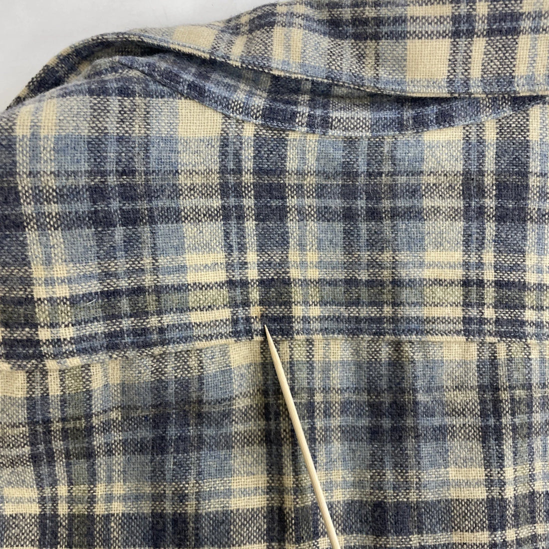 Wool Button Up Shirt Size Medium Blue Plaid