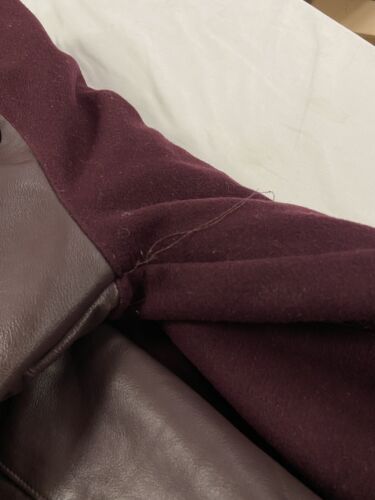 Vintage Rock Creek Leather Wool Varsity Jacket Size 2XL Burgundy 90s