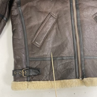 Sheepskin Shearling Leather Coat Jacket Size 2XL Brown
